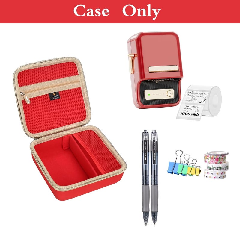 Aproca حافظة متوافقة مع طابعة الملصقات الحرارية NIIMBOT B21، حقيبة تخزين محمولة للإكسسوارات - أحمر (حافظة فقط) - Image 2